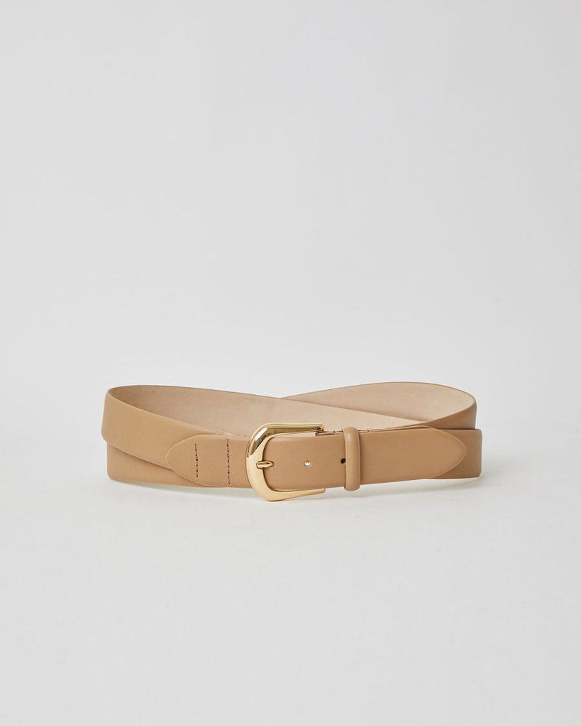 Vintage Beige Leather Belt With Leather Buckle Latte Beige -  in 2023