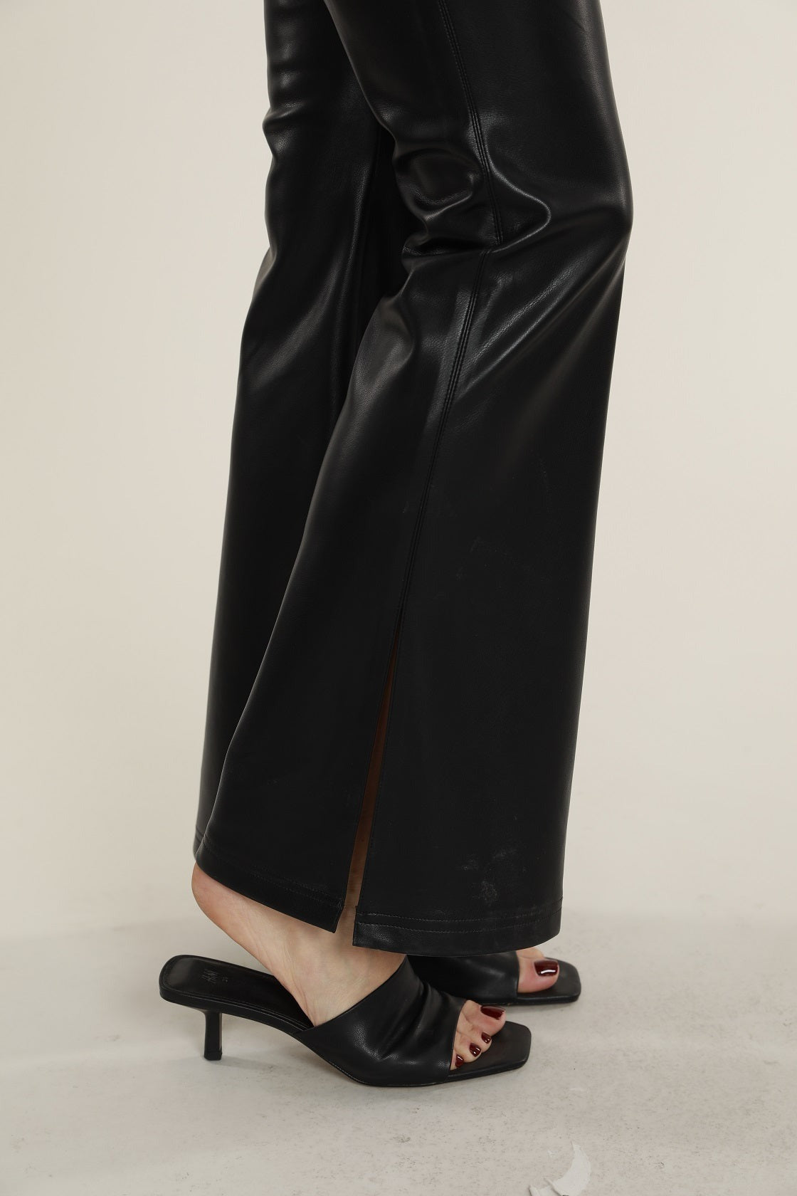 Vegan Leather Side Slit Flare Legging in Black – nk boutique baton